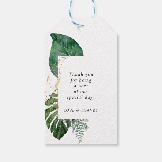 Tropical Elegant Plant Trending Wedding Geschenkanhänger (Rückseite)