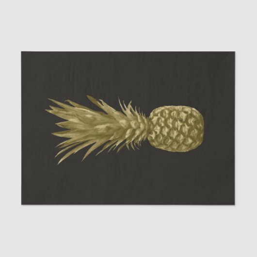 Tropical Elegante Black Gold Ananas Seidenpapier (Vorderseite)