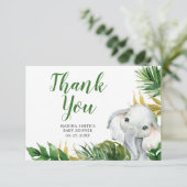 Tropical Elephant Boy Baby Dusche Danke Karte (Stehend Vorderseite)