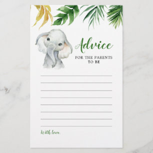 Tropical Elephant Boy Baby Shower Addon Card