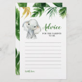 Tropical Elephant Boy Baby Shower Addon Card (Vorne/Hinten)