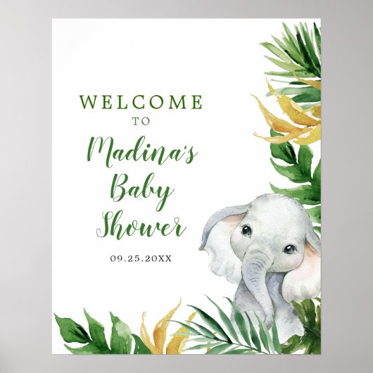 Tropical Elephant Boy Baby Shower Einladung Poster (Vorne)