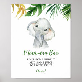 Tropical Elephant Boy Baby Shower Mama-osa Bar Poster