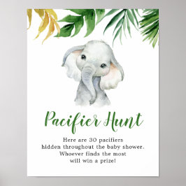 Tropical Elephant Boy Babydusche Schnuller Jagd Poster