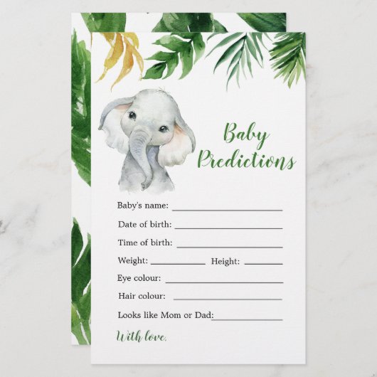 Tropical Elephant Boy Shower Baby Predicence (Vorne/Hinten)