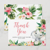 Tropical Elephant Girl Baby Dusche Danke Karte (Vorne/Hinten)