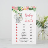 Tropical Elephant Girl Baby Shower Baby Tracks (Stehend Vorderseite)
