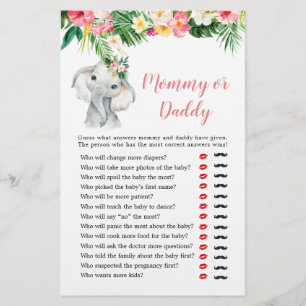 Tropical Elephant Girl Baby Shower Mommy oder Dadd