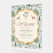 Tropical Elephant Indian Wedding Welcome Acrylschild (Winkel)