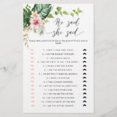 Tropical Er sagte, sie sagte Brautparty-Spiel (Vorderseite)