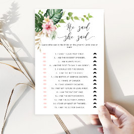 Tropical Er sagte, sie sagte Brautparty-Spiel