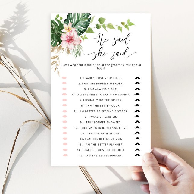 Tropical Er sagte, sie sagte Brautparty-Spiel (Von Creator hochgeladen)