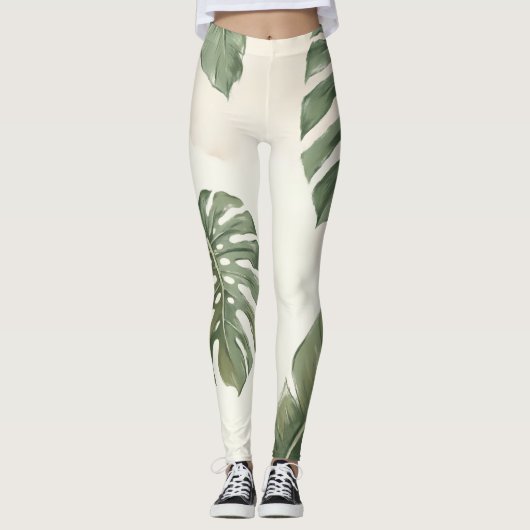 Tropical Escape Leggings – Monstera Leaf Yoga Hose (Vorderseite)