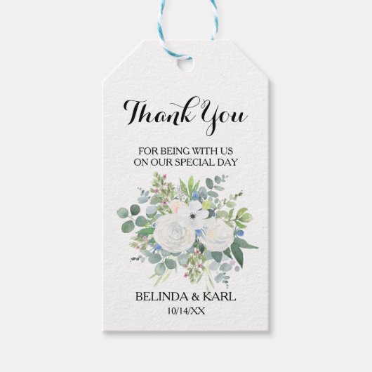 Tropical Eukalyptus Greenery Vielen Dank Geschenkanhänger (Vorderseite)