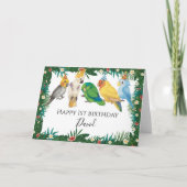 Tropical Exotic Baby liebevolle Papageien glücklic Karte (Vorderseite)