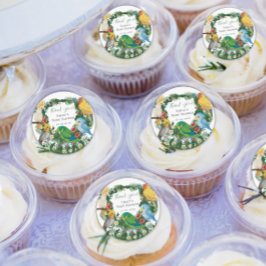 Tropical Exotic Baby Wild Parrots Baby Shower Squa Runder Aufkleber