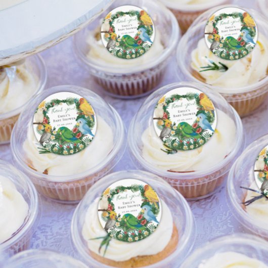 Tropical Exotic Baby Wild Parrots Baby Shower Squa Runder Aufkleber