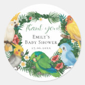 Tropical Exotic Baby Wild Parrots Baby Shower Squa Runder Aufkleber (Vorderseite)