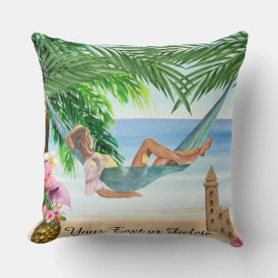 *~* Tropical Exotic Beach Woman Hammock AR29  Kissen