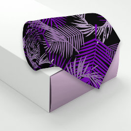 Tropical Exotic Lila Palm Blätter Muster Krawatte