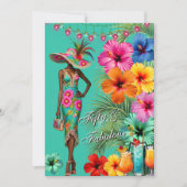 Tropical Fabulous 50 Geburtstag Bunter Hibiskus Einladung (Vorderseite)