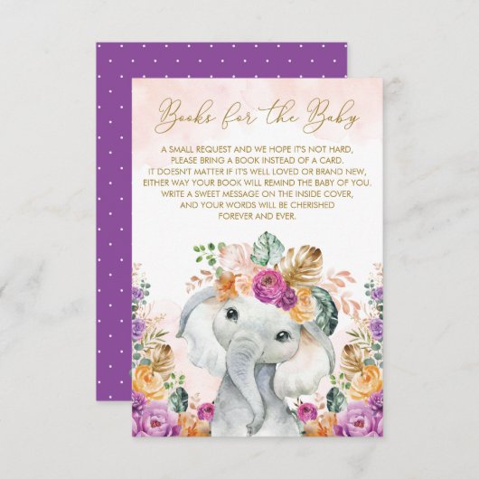 Tropical Fall Floral Elefant buchen für Baby Begleitkarte (Vorne/Hinten)