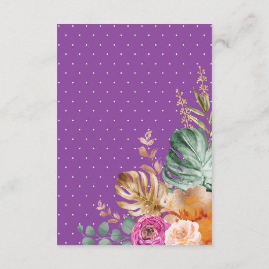 Tropical Fall Floral Elefant buchen für Baby Begleitkarte (Rückseite)