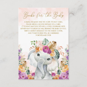 Tropical Fall Floral Elefant buchen für Baby Begleitkarte