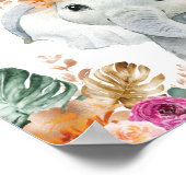 Tropical Fall Floral Elephant Baby Dusche Willkomm Poster (Ecke)