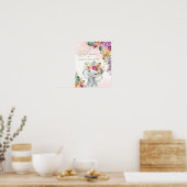 Tropical Fall Floral Elephant Baby Dusche Willkomm Poster (Küche)