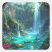 Tropical Falls & Crystal Glow Quadratischer Aufkleber (Vorderseite)
