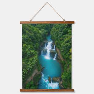 "Tropical Falls Escape – Majestät der Natur auf Wandteppich Mit Holzrahmen