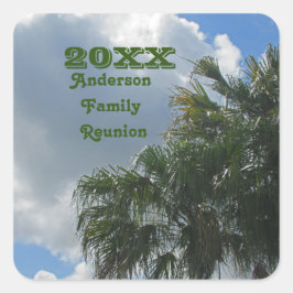 Tropical Family Wiedersehen Palm Trees Sommerurlau Quadratischer Aufkleber