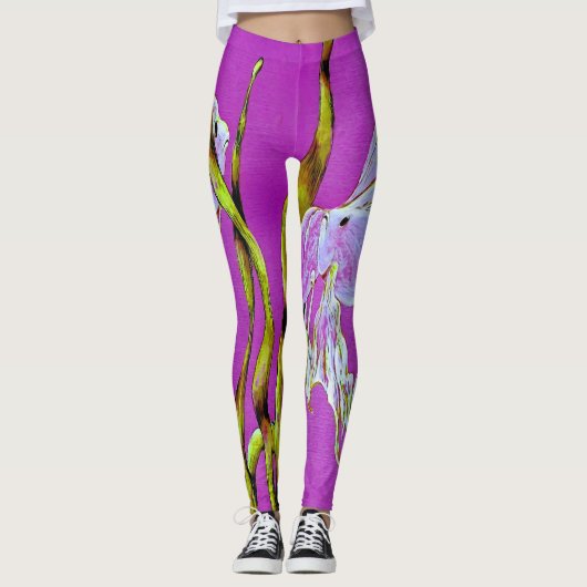Tropical Fantail Fish Watercolor Hot Pink Leggings (Vorderseite)