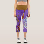 Tropical Fantail Fish Watercolor Purple Capri Leggings (Vorderseite)
