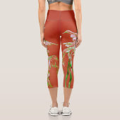 Tropical Fantail Fish Watercolor Red Orange Capri Leggings (Rückseite)
