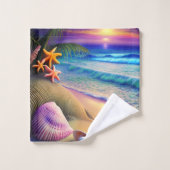 Tropical Fantasy Beach Sunset Badhandtuch Set (Waschlappen)