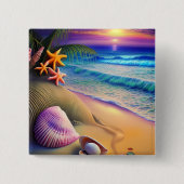 Tropical Fantasy Beach Sunset Button (Vorderseite)