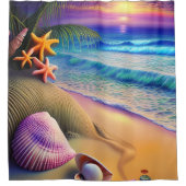 Tropical Fantasy Beach Sunset Duschvorhang (Vorderseite)
