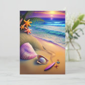 Tropical Fantasy Beach Sunset Feiertagskarte (Stehend Vorderseite)