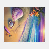 Tropical Fantasy Beach Sunset Fleecedecke (Vorderseite (Horizontal))