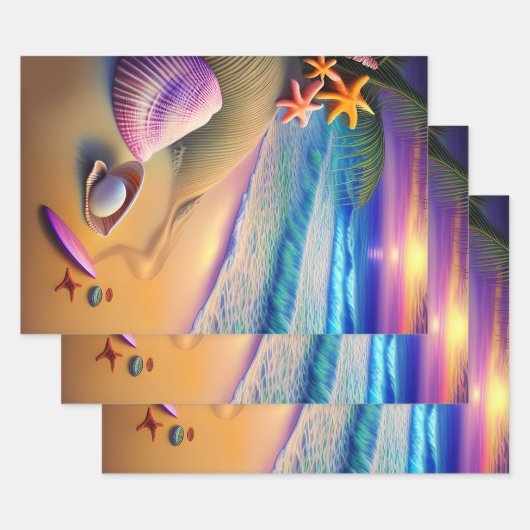 Tropical Fantasy Beach Sunset Geschenkpapier Set (Set)
