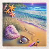 Tropical Fantasy Beach Sunset Glasuntersetzer (Vorderseite)