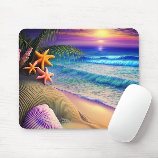 Tropical Fantasy Beach Sunset Mousepad (Mit Mouse)