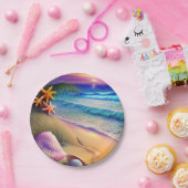 Tropical Fantasy Beach Sunset Pappteller (Party)