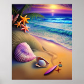 Tropical Fantasy Beach Sunset Poster (Vorne)
