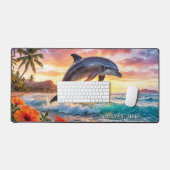 Tropical Fantasy Dolphin Sunset  Schreibtischunterlage (Tastatur & Maus)