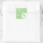Tropical Feijoa Green and White Hibiskus Wedding Quadratischer Aufkleber (Tasche)