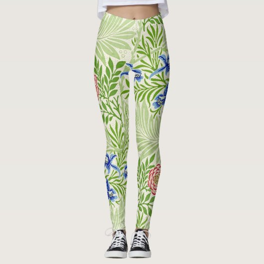 Tropical Ferns and Blume William Morris Pattern Leggings (Vorderseite)