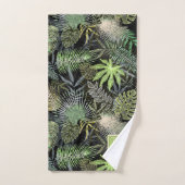 Tropical Ferns Green Monogram Badhandtuch Set (Handtuch)
